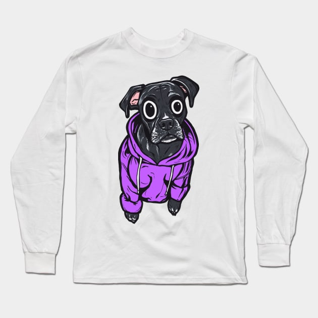 Black Lab Purple Hoodie Long Sleeve T-Shirt by turddemon